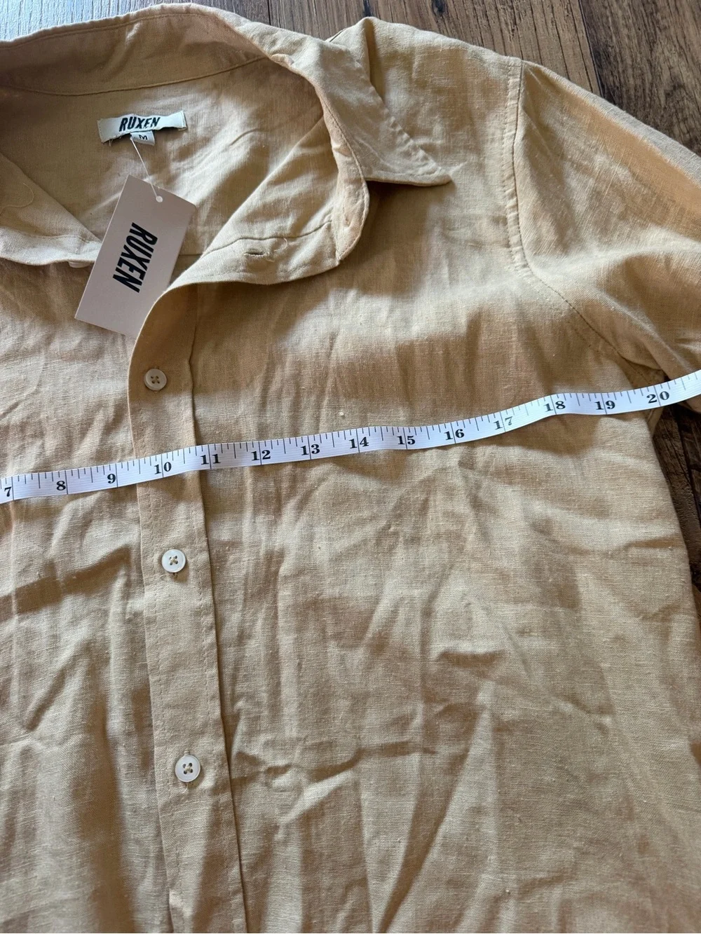 NWT Ruxen Linen Blend Button-Down Shirt | Medium | Khaki Neutral Casual